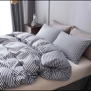 JELLYMONI 100% Natural Cotton Striped Duvet Cover